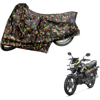                       AutoRetail Two Wheeler Polyster Cover for Honda CB Shine SP with Mirror Pocket (Jungle Color)                                              
