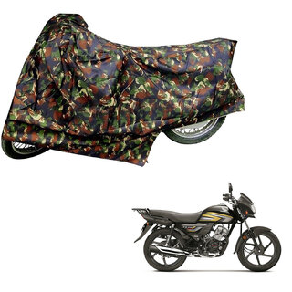                       AutoRetail Two Wheeler Polyster Cover for Honda CD 110 Dream with Mirror Pocket (Jungle Color)                                              