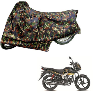                       AutoRetail Two Wheeler Polyster Cover for Mahindra Centuro with Mirror Pocket (Jungle Color)                                              