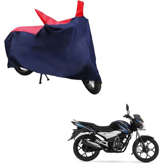                       AutoRetail Two Wheeler Polyster Cover for Bajaj DisPolyster Cover 100T with Sun Protection (Mirror Pocket, Red and Blue Color)                                              