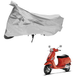                       AutoRetail Custom Made Two Wheeler Polyster Cover for Piaggio Vespa S (Mirror Pocket, Grey Color)                                              