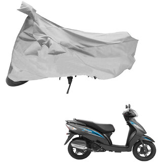                       AutoRetail Two Wheeler Polyster Cover for TVS Wego with Mirror Pocket (Grey Color)                                              