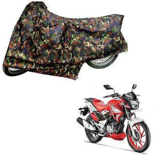                       AutoRetail Custom Made Two Wheeler Polyster Cover for Hero Xtreme (Mirror Pocket, Jungle Color)                                              