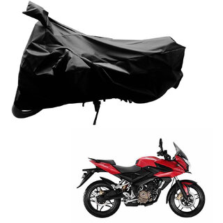                       AutoRetail Weather Resistant Two Wheeler Polyster Cover for Bajaj Pulsar AS 200 (Mirror Pocket, Black Color)                                              