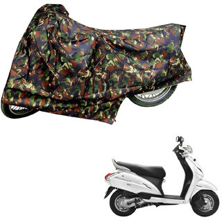                       AutoRetail Custom Made Two Wheeler Polyster Cover for Honda Activa (Mirror Pocket, Jungle Color)                                              