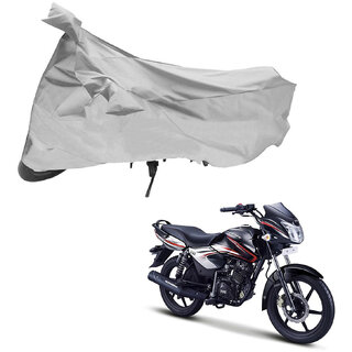                       AutoRetail Custom Made Two Wheeler Polyster Cover for TVS Phoenix (Mirror Pocket, Grey Color)                                              