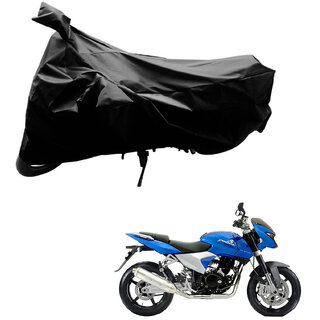                       AutoRetail Water Resistant Two Wheeler Polyster Cover for Bajaj Pulsar 150 DTS-i (Mirror Pocket, Black Color)                                              