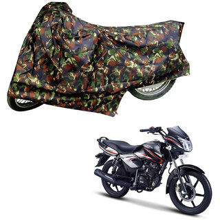                       AutoRetail Two Wheeler Polyster Cover for TVS Phoenix with Mirror Pocket (Jungle Color)                                              