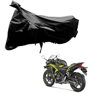                       AutoRetail Two Wheeler Polyster Cover for Honda CBR 250R with Sun Protection (Mirror Pocket, Black Color)                                              