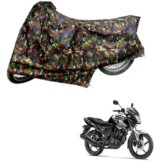                       AutoRetail Two Wheeler Polyster Cover for Yamaha SZ-RR with Mirror Pocket (Jungle Color)                                              