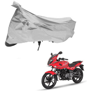                       AutoRetail UV Resistant Two Wheeler Polyster Cover for Bajaj Pulsar 220 F (Mirror Pocket, Silver Color)                                              