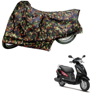                       AutoRetail Custom Made Two Wheeler Polyster Cover for Suzuki Swish 125 Facelift (Mirror Pocket, Jungle Color)                                              