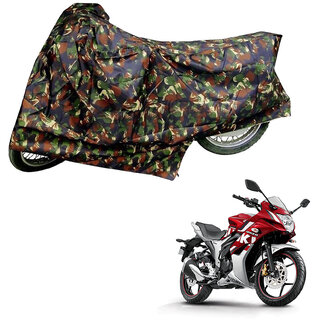                       AutoRetail Custom Made Two Wheeler Polyster Cover for Suzuki Gixxer SF (Mirror Pocket, Jungle Color)                                              