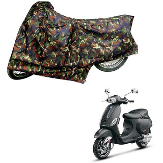                       AutoRetail Perfect Fit Two Wheeler Polyster Cover for Piaggio Vespa VX (Mirror Pocket, Jungle Color)                                              