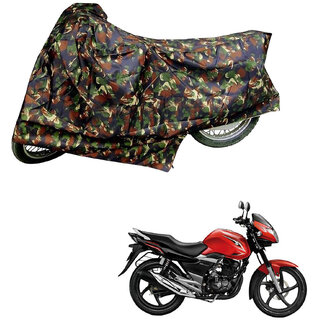                       AutoRetail Perfect Fit Two Wheeler Polyster Cover for Suzuki GS 150R (Mirror Pocket, Jungle Color)                                              