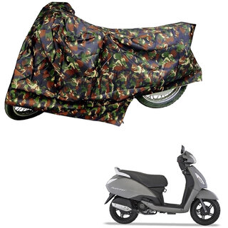                       AutoRetail Custom Made Two Wheeler Polyster Cover for TVS  Jupiter (Mirror Pocket, Jungle Color)                                              