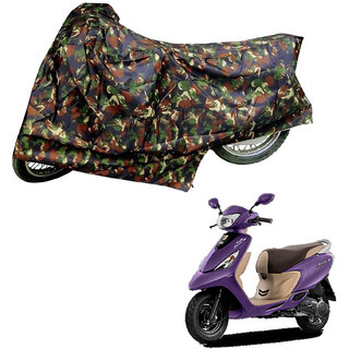                       AutoRetail Custom Made Two Wheeler Polyster Cover for TVS Zest 110 (Mirror Pocket, Jungle Color)                                              
