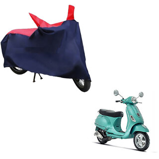                       AutoRetail Two Wheeler Polyster Cover for Mahindra Vespa Lx with Sun Protection (Mirror Pocket, Red and Blue Color)                                              