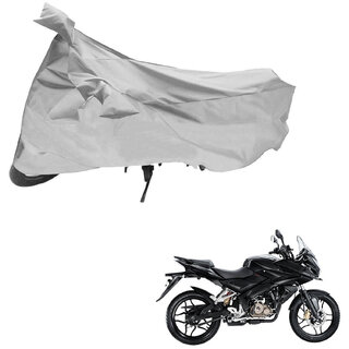                       AutoRetail Two Wheeler Polyster Cover for Bajaj Pulsar AS 150 with Mirror Pocket (Silver Color)                                              