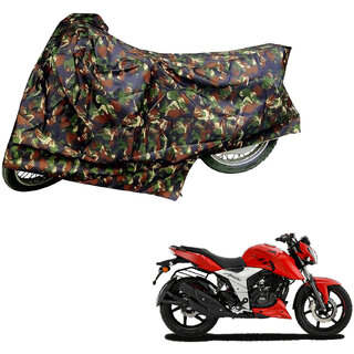                       AutoRetail Perfect Fit Two Wheeler Polyster Cover for TVS Apache RTR 160 (Mirror Pocket, Jungle Color)                                              