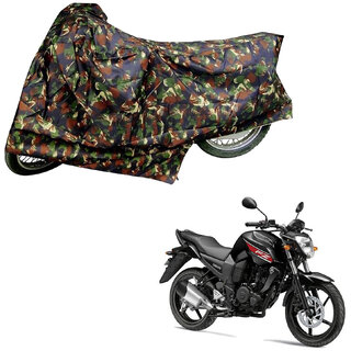                       AutoRetail Perfect Fit Two Wheeler Polyster Cover for Yamaha Fz 16 (Mirror Pocket, Jungle Color)                                              