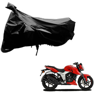                       AutoRetail Weather Resistant Two Wheeler Polyster Cover for TVS Apache RTR 160 (Mirror Pocket, Black Color)                                              