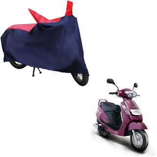                       AutoRetail Weather Resistant Two Wheeler Polyster Cover for Mahindra Kine (Mirror Pocket, Red and Blue Color)                                              