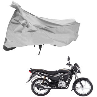                       AutoRetail Custom Made Two Wheeler Polyster Cover for Bajaj Platina 100 Es (Mirror Pocket, Silver Color)                                              