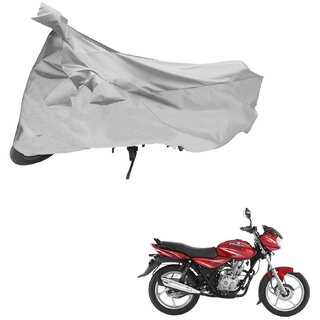 AutoRetail Custom Made Two Wheeler Polyster Cover for Bajaj DisPolyster Cover 125 DTS-i (Mirror Pocket, Silver Color)