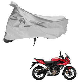                       AutoRetail Custom Made Two Wheeler Polyster Cover for Bajaj Pulsar AS 200 (Mirror Pocket, Silver Color)                                              