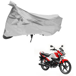                       AutoRetail Custom Made Two Wheeler Polyster Cover for Hero Splendor I Smart (Mirror Pocket, Silver Color)                                              