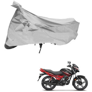                       AutoRetail Custom Made Two Wheeler Polyster Cover for Hero Glamour (Mirror Pocket, Silver Color)                                              
