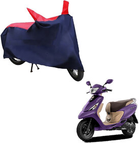 AutoRetail Weather Resistant Two Wheeler Polyster Cover for TVS Zest 110 (Mirror Pocket, Red and Blue Color)