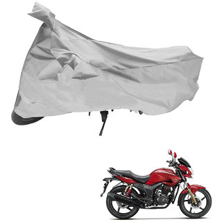AutoRetail Custom Made Two Wheeler Polyster Cover for Hero Hunk (Mirror Pocket, Silver Color)