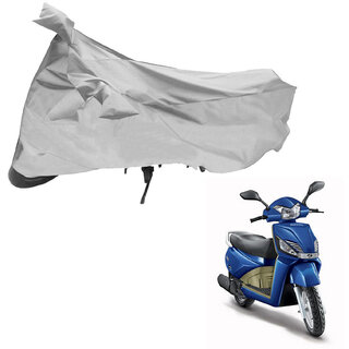                       AutoRetail Two Wheeler Polyster Cover for Mahindra Gusto with Mirror Pocket (Silver Color)                                              