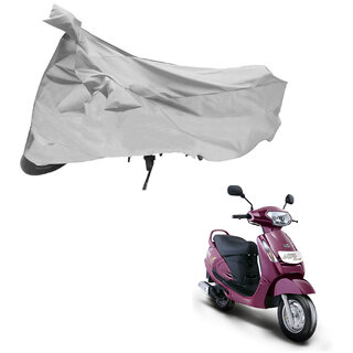                       AutoRetail Two Wheeler Polyster Cover for Mahindra Kine with Mirror Pocket (Silver Color)                                              