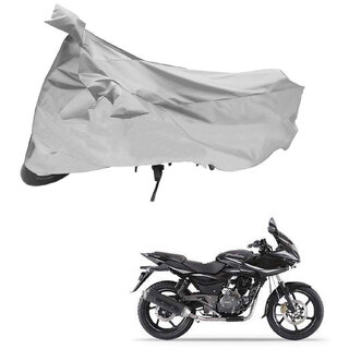                       AutoRetail Weather Resistant Two Wheeler Polyster Cover for Bajaj Pulsar 200 NS (Mirror Pocket, Grey Color)                                              