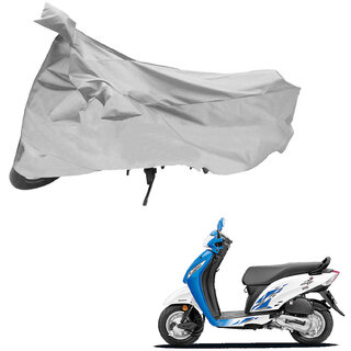                       AutoRetail Custom Made Two Wheeler Polyster Cover for Honda Activa i (Mirror Pocket, Silver Color)                                              