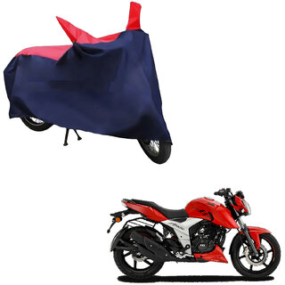                       AutoRetail Water Resistant Two Wheeler Polyster Cover for TVS Apache RTR (Mirror Pocket, Red and Blue Color)                                              