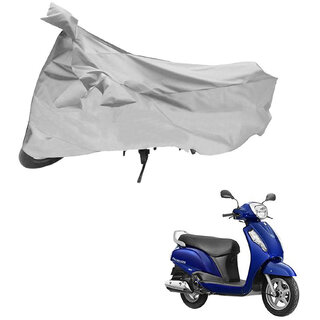                       AutoRetail Two Wheeler Polyster Cover for Suzuki Access with Mirror Pocket (Silver Color)                                              