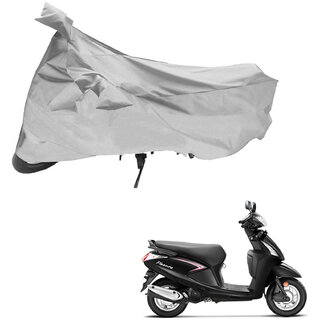                       AutoRetail Perfect Fit Two Wheeler Polyster Cover for Hero Pleasure (Mirror Pocket, Silver Color)                                              