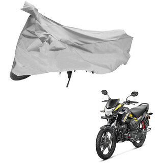                       AutoRetail Perfect Fit Two Wheeler Polyster Cover for Honda CB Shine SP (Mirror Pocket, Silver Color)                                              