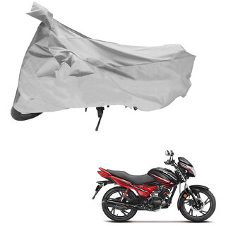                       AutoRetail Water Resistant Two Wheeler Polyster Cover for Hero Glamour (Mirror Pocket, Grey Color)                                              