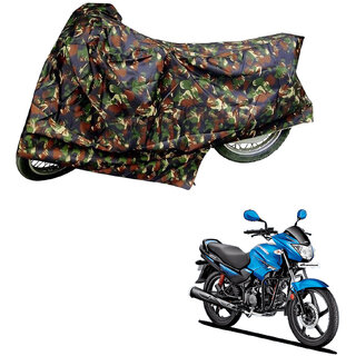                       AutoRetail Weather Resistant Two Wheeler Polyster Cover for Hero Glamour Fi (Mirror Pocket, Jungle Color)                                              