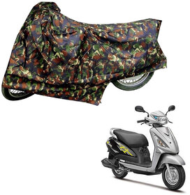 AutoRetail Weather Resistant Two Wheeler Polyster Cover for Suzuki Access Swish (Mirror Pocket, Jungle Color)