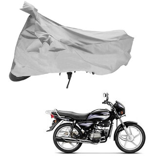                       AutoRetail Water Resistant Two Wheeler Polyster Cover for Hero Splendor Plus (Mirror Pocket, Grey Color)                                              