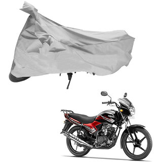                       AutoRetail Two Wheeler Polyster Cover for Yamaha YBR 110 with Mirror Pocket (Silver Color)                                              