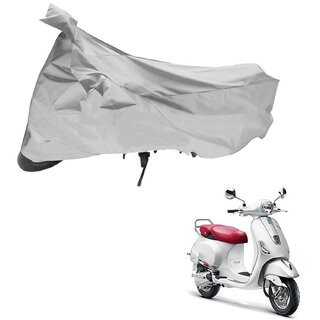                       AutoRetail Perfect Fit Two Wheeler Polyster Cover for Piaggio Vespa Elegante (Mirror Pocket, Silver Color)                                              