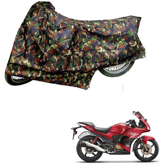                       AutoRetail Weather Resistant Two Wheeler Polyster Cover for Hero Karizma (Mirror Pocket, Jungle Color)                                              