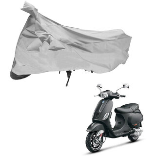                       AutoRetail Perfect Fit Two Wheeler Polyster Cover for Piaggio Vespa VX (Mirror Pocket, Silver Color)                                              